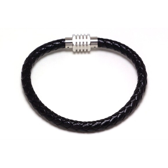 LEATHER BRACELET MEN, Magnetic Clasp, Stylish Mens Leather Stainless Bracelet - Picture 3 of 6